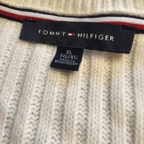 Tommy Hilfiger Cable Knit Sweater Oversized Cropped Xl - Picture 8 of 11